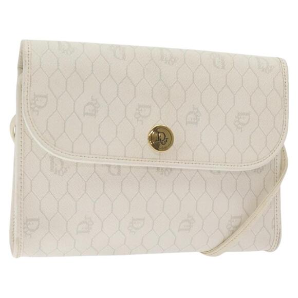 DIOR Honeycomb Canvas Shoulder Bag Pvc White Gold - Picture 1 of 12
